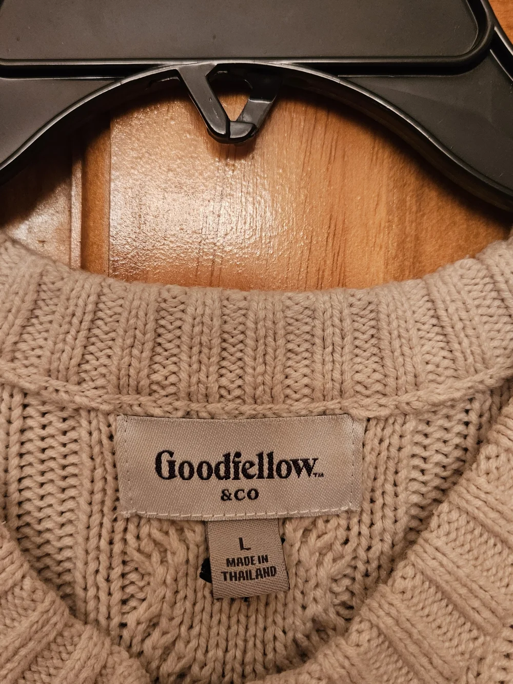 Goodfellow & Co Beige Cable Knit Crewneck Sweater